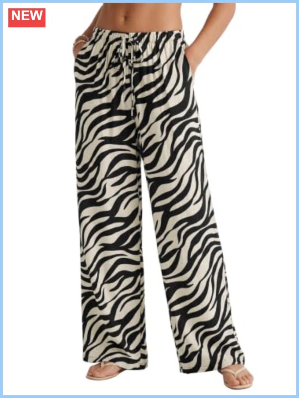 Wide Leg Palazzo Pants High Waisted Flowy Knit Summer Casual